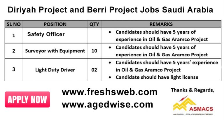 New Job Opportunities in Saudi Arabia: Join the Diriyah Project and Berri Project !