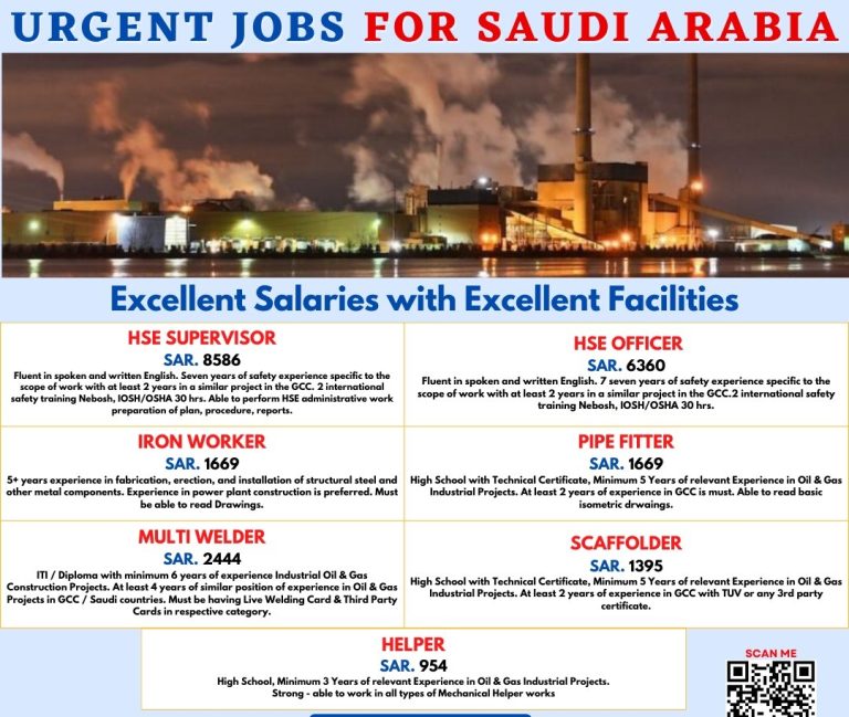 Safety and Other Jobs in Saudi Arabia from Pakistan